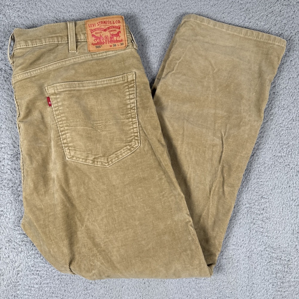 Levis 505 Corduroy Jeans Mens 38x30 (40x30) Tan Khaki Straight Leg